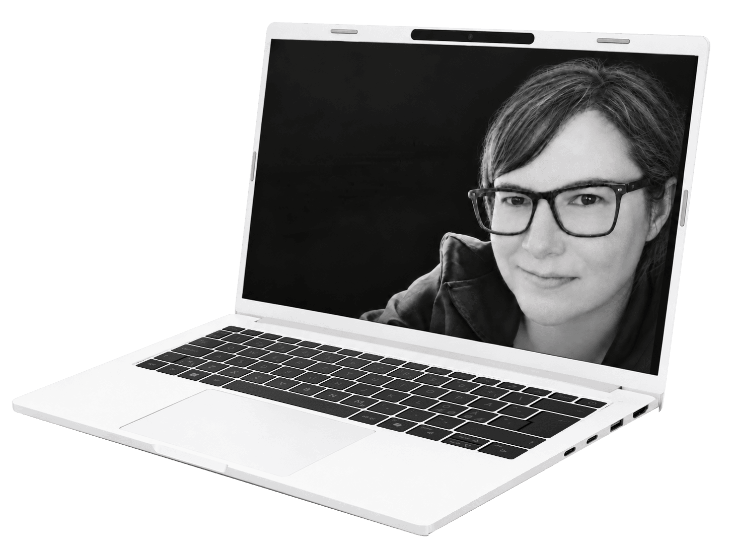 A laptop with Emma Hotakainen on screen.